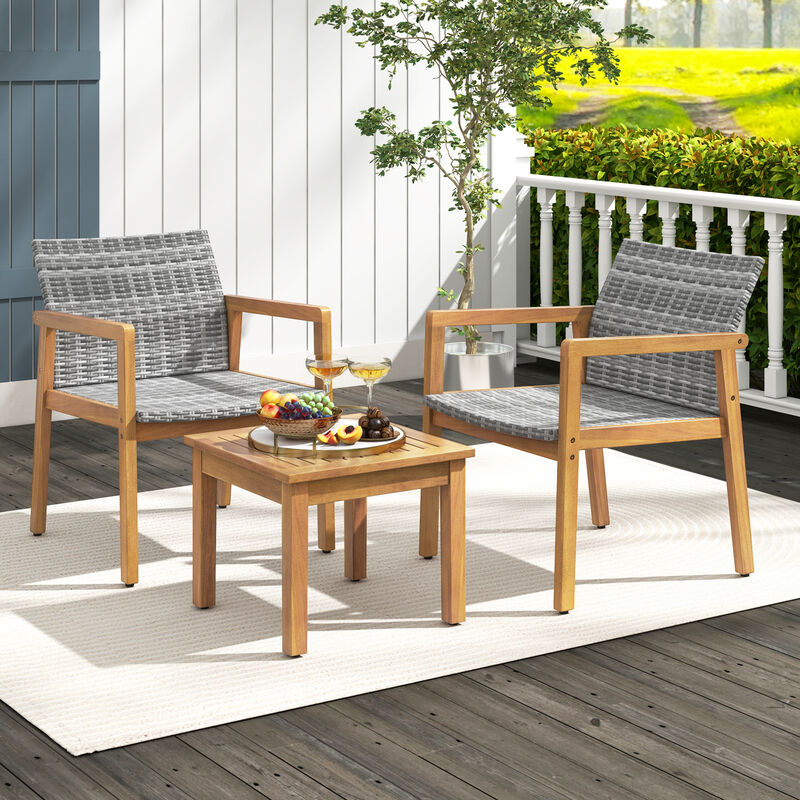 3-Piece Patio Furniture Set with Chair and Coffee Table for Outdoor Space