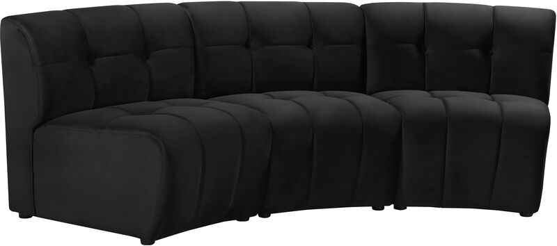 Meridian Furniture Limitless Black Velvet 3pc. Modular Sectional image number 2