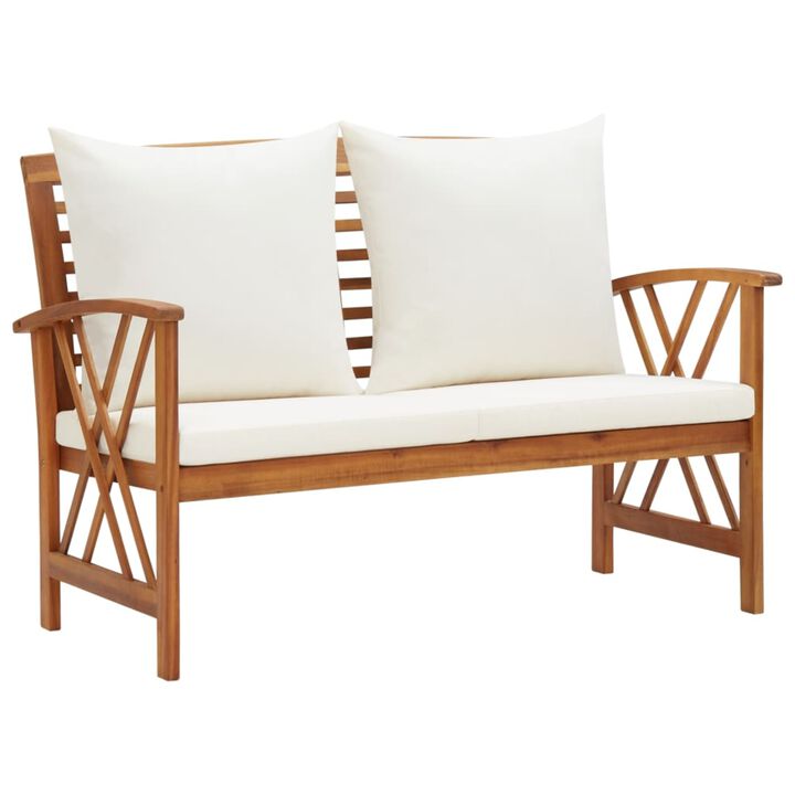 vidaXL Garden Bench with Cushions 46.9" Solid Acacia Wood