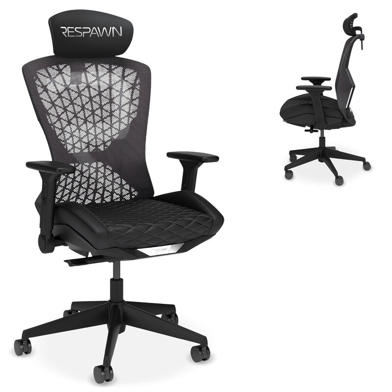 RESPAWN SPIRE Ergonomic Office Chair with Lumbar Support, Headrest, Adjustable Arms and Cooling Gel Seat Cushion, Comfy Breathable Mesh Seat for Home Office, High Back Reclining Gaming Chair