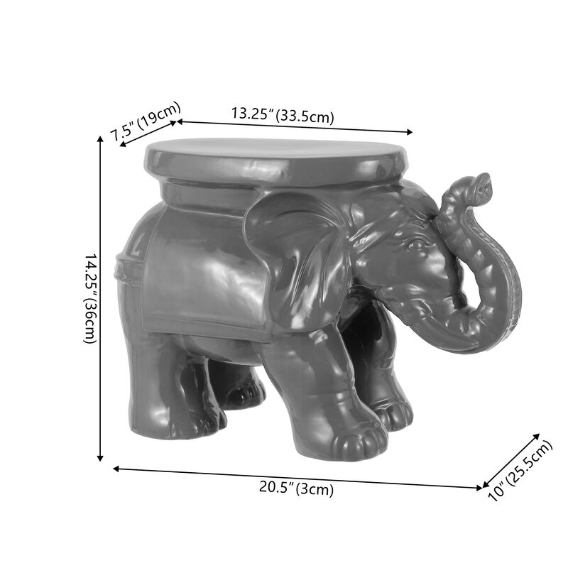 White Elephant Ceramic Garden Stool