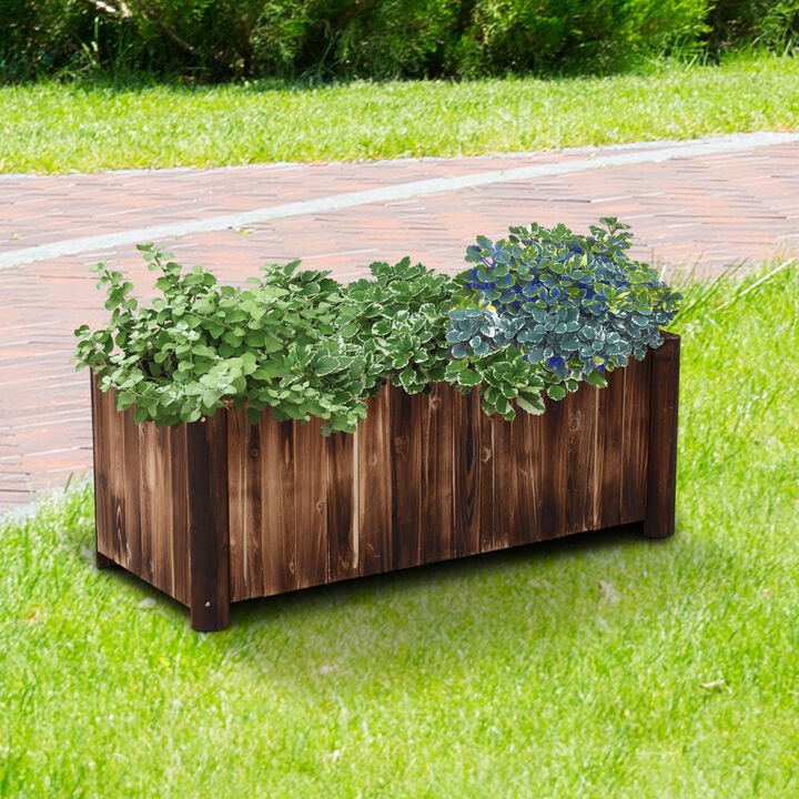 Hivvago 48 x 20 x 18" Raised Wooden Garden Bed with Drainage Gaps