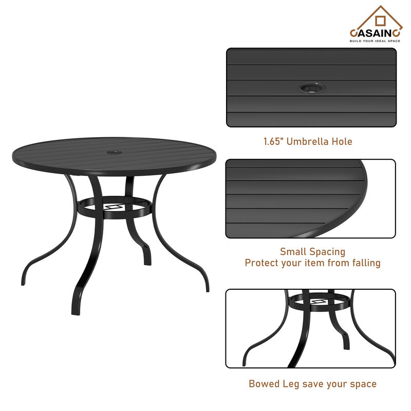 Round Outdoor Dining Table 40-in W x 40-in L with Umbrella Hole