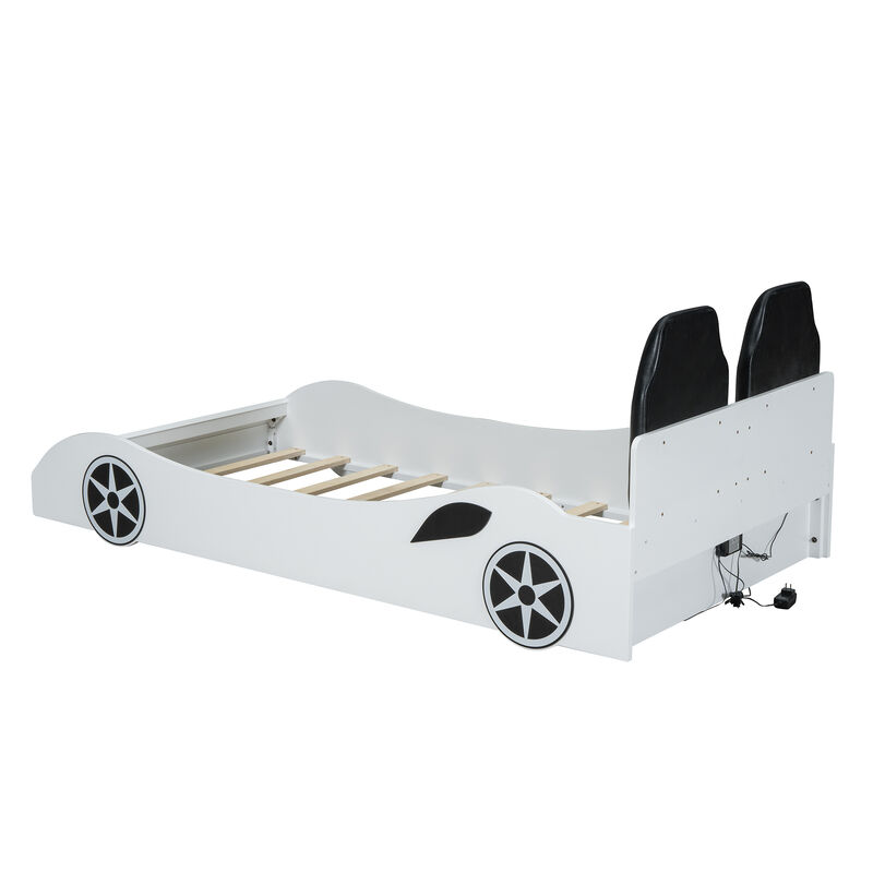 Merax Race Car-Shaped Platform Bed with LED