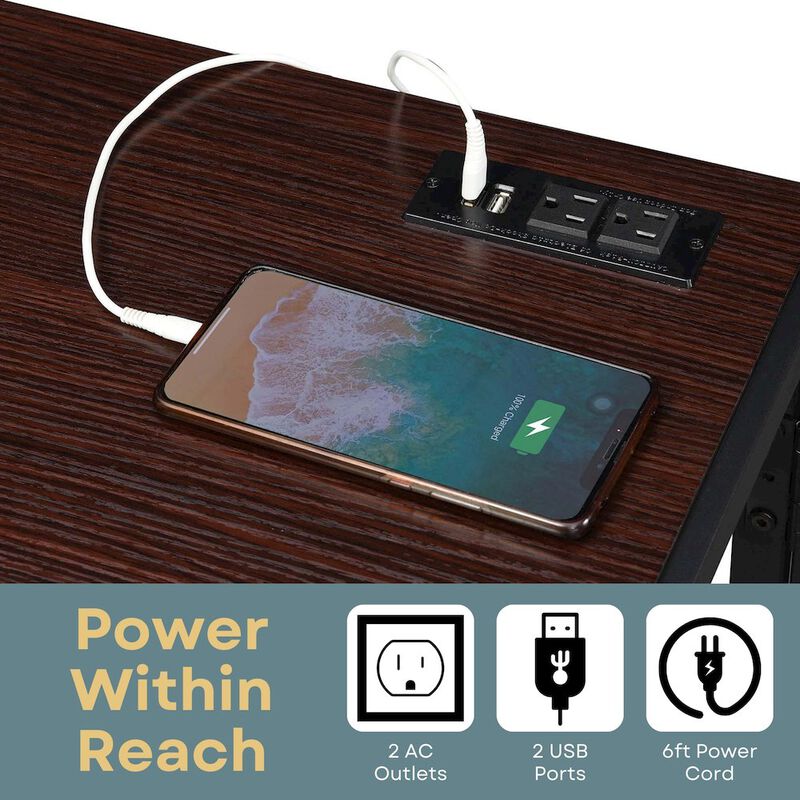 Convenience Concepts Xtra Folding Desk with 2 Outlets and 2 USB Ports