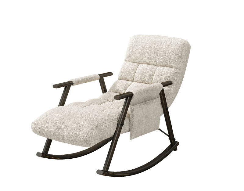 Casual Folding Rocking Chair with Adjustable High Back and Footrest