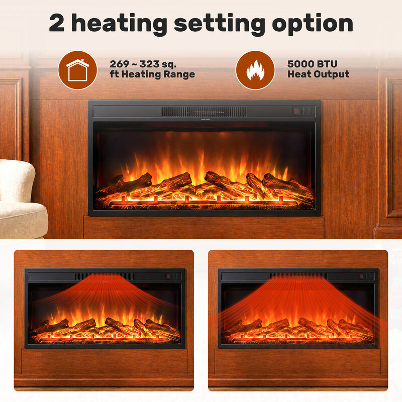Mondawe 36-Inch Recessed Linear Electric Fireplace, ETL Certified, 750W/1500W Heat, Remote & Timer image number 6