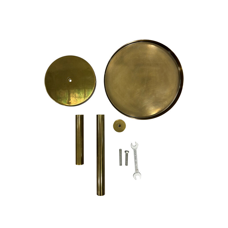 Ara 22 Inch Side End Table, Vintage Sleek Pillar Base, Round Tray Top, Oxidized Antique Brass