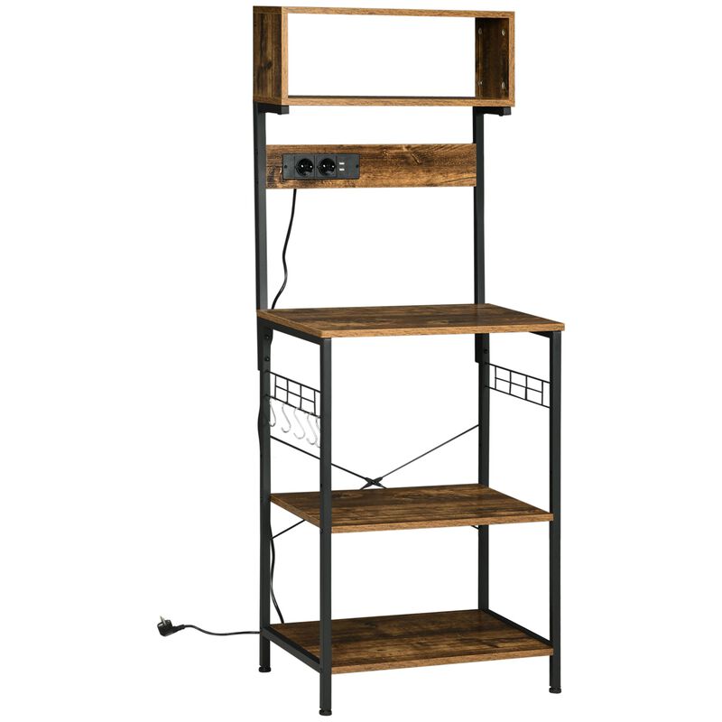 Versatile Kitchen Organizer: Baker's Rack with Power Outlet & USB