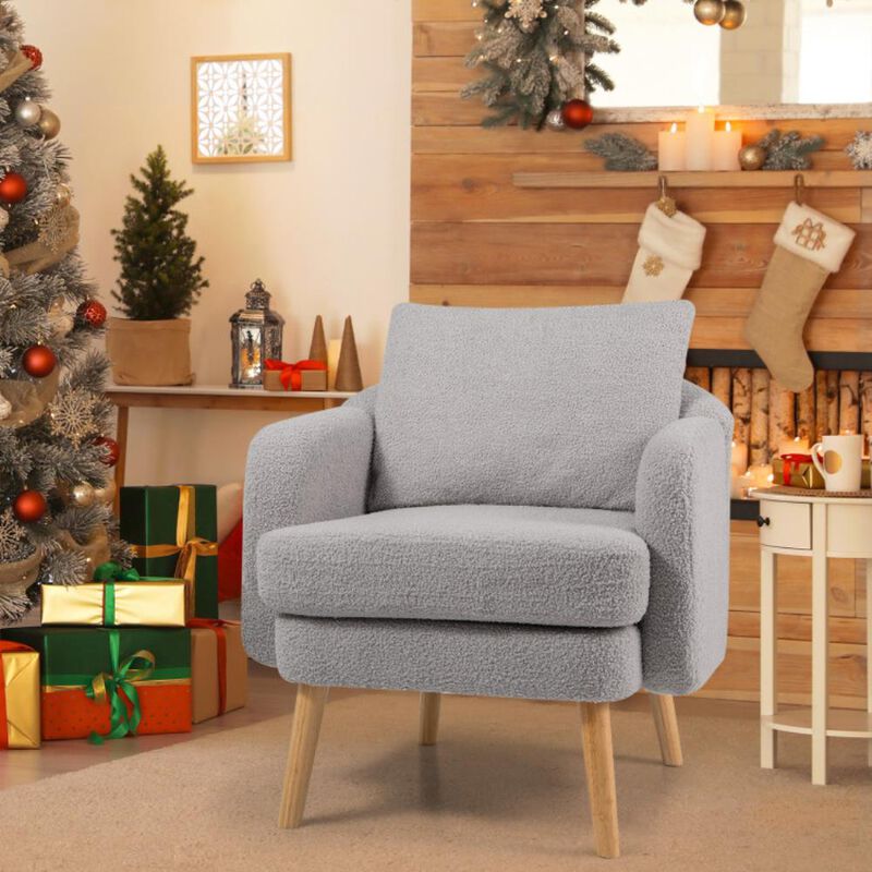 Hivvago Sherpa Accent Chair Modern Living Room Chair with Seat Cushion