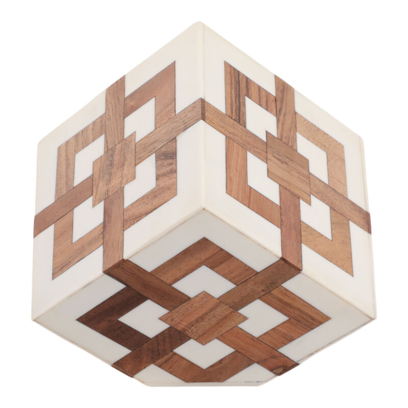 4" Wood Inlay Resin Cube image number 2