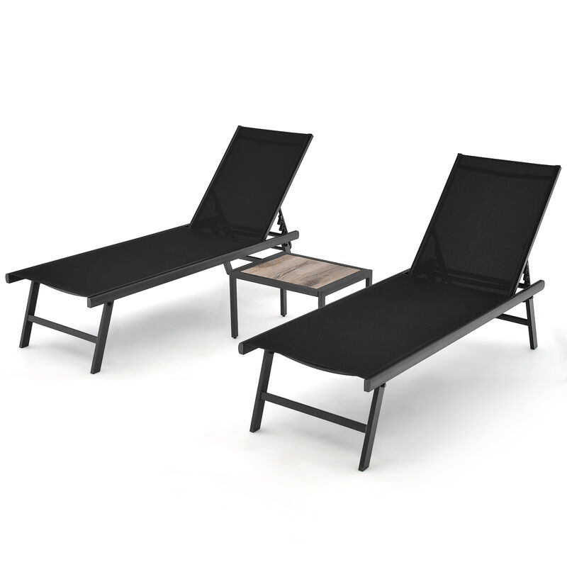 3 Piece Patio Lounge Chair Set with Table for Poolside, Garden and Backyard image number 0