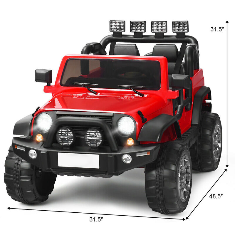12V Kids Ride On Truck with 2 Seats Remote Control and Storage Compartment image number 2