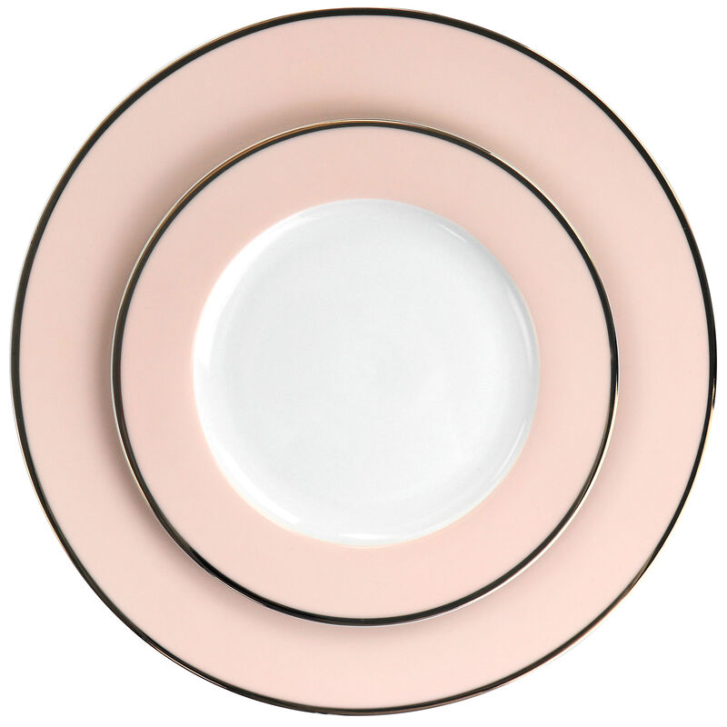 Martha Stewart Gold Rimmed 12 Piece Fine Ceramic Dinnerware Set in Pink image number 4