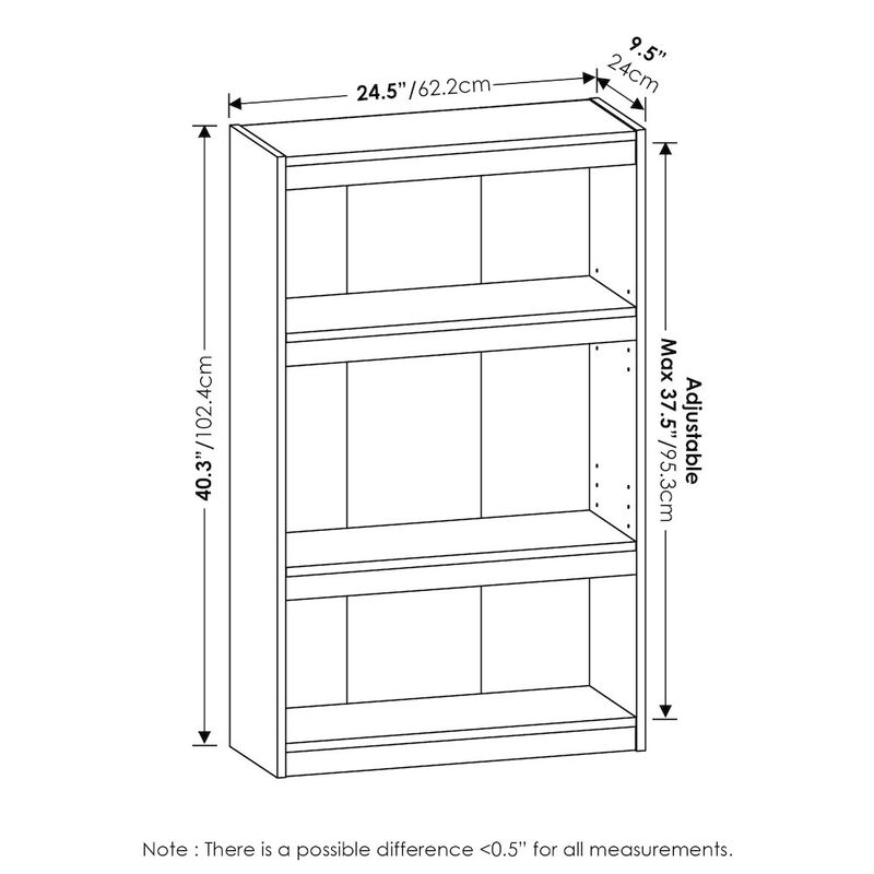 Furinno JAYA Enhanced Home 3-Tier Adjustable Shelf Bookcase, White