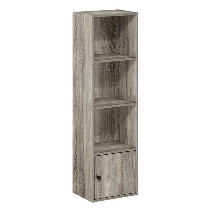 Furinno Luder Shelf Bookcase with 1 Door Storage Cabinet, French Oak