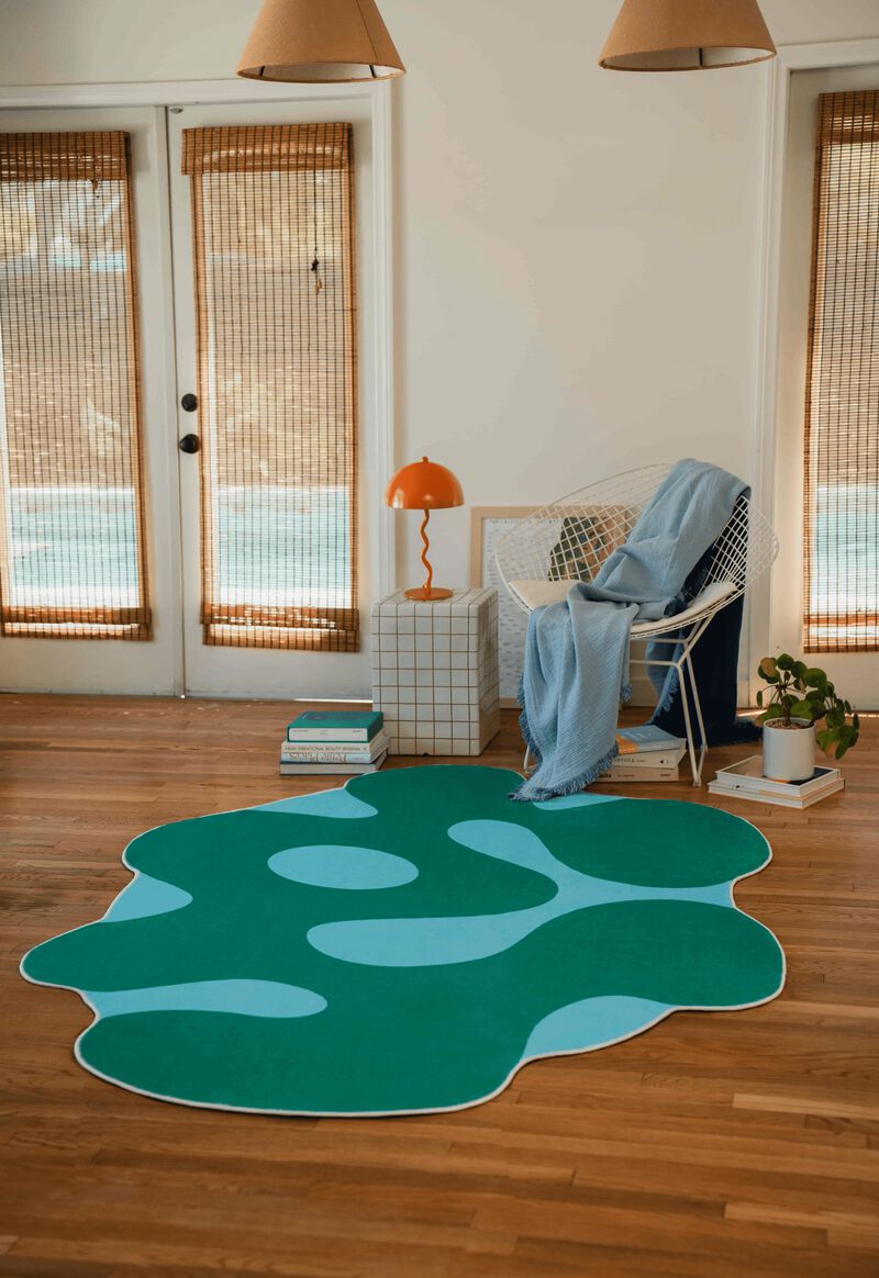 Lany Space Area Rug, Washable Rugs Non-Slip, Irregular Moss Design Rug for Living Room image number 1