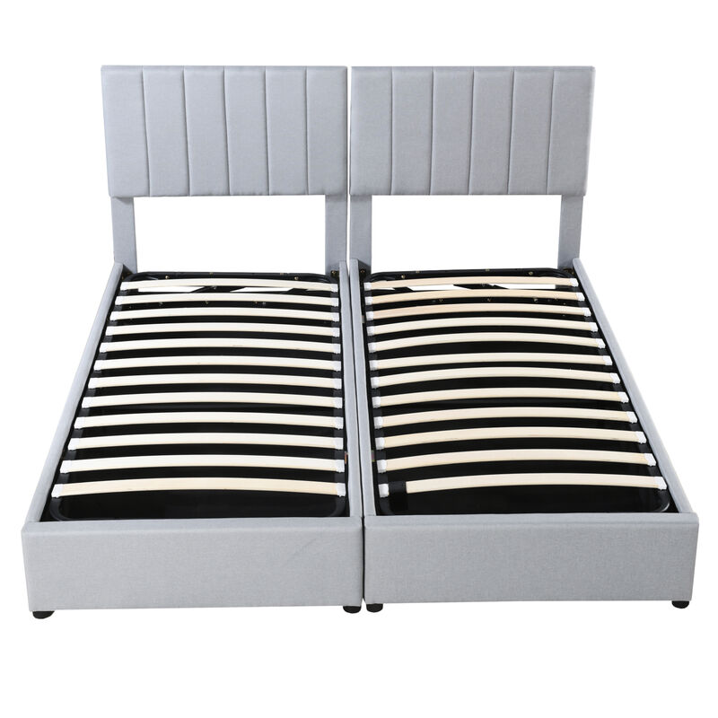 Merax Upholstered Platform Bed with Hydraulic Storage System