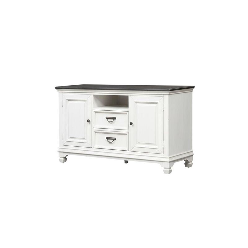 Liberty Furniture White Wirebrushed TV Console with Charcoal Top in Cottage Style image number 0