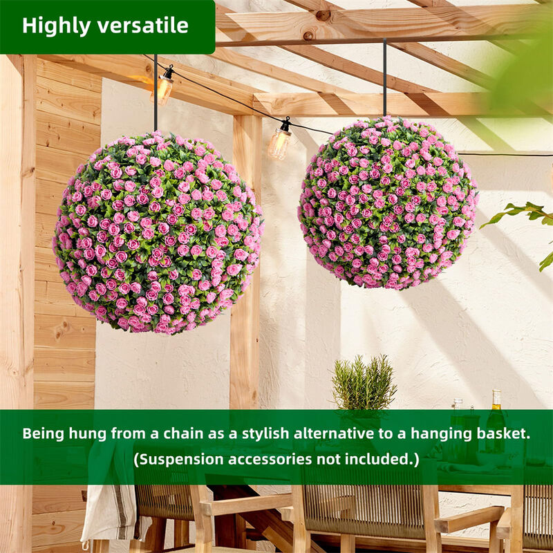 Artificial Topiary Flower Balls, Set of 2 Decorative Topiary Balls Hanging Grass Ball image number 4