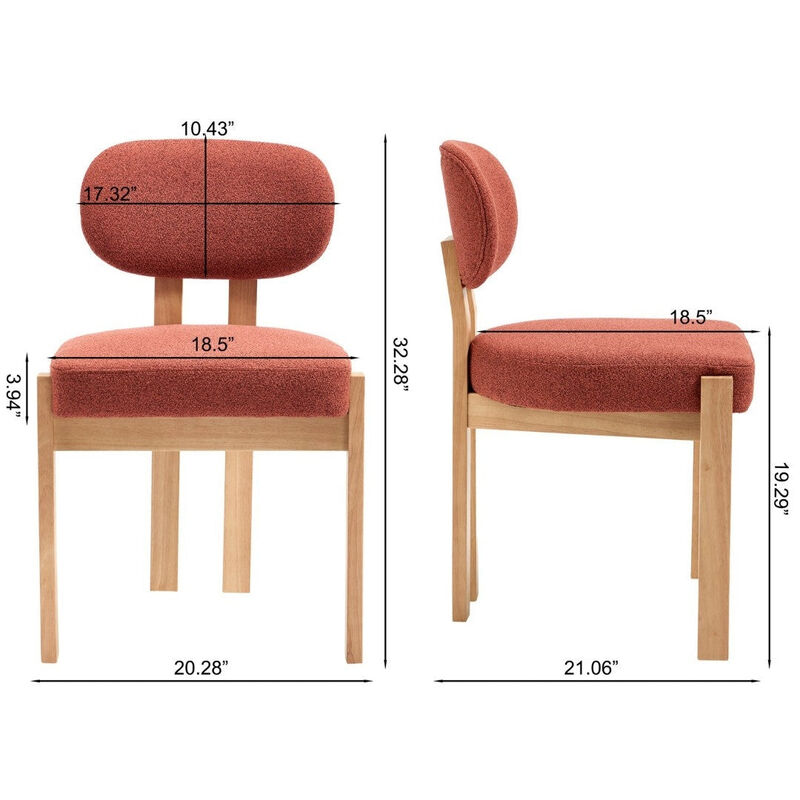 Envelor Farmhouse Chenille Upholstered Cane Leg Dining Chair, Set of 2 image number 4