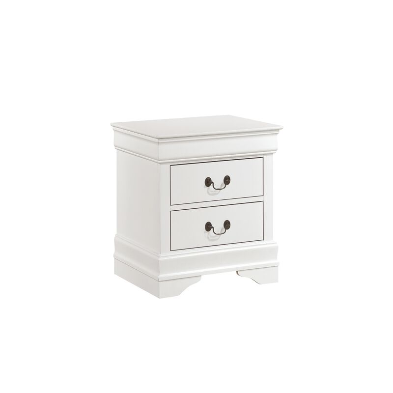 Full Size Bedroom Set, Traditional Carved Wood Design, White Finish, 4-Piece Set with Bed, Nightstands and Dresser image number 3