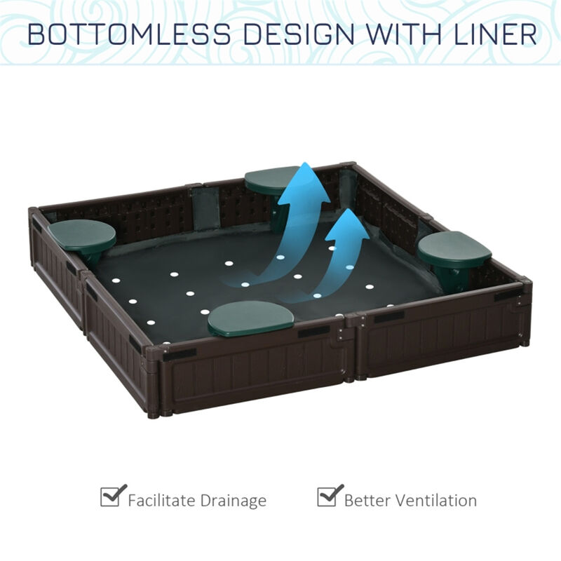 Kids' Sandbox with Cover Outdoor Wooden Sand Play Box for Toddlers & Children