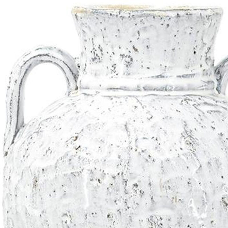 HomeRoots 16" Beige And Ivory Amphora Terracotta Urn image number 3