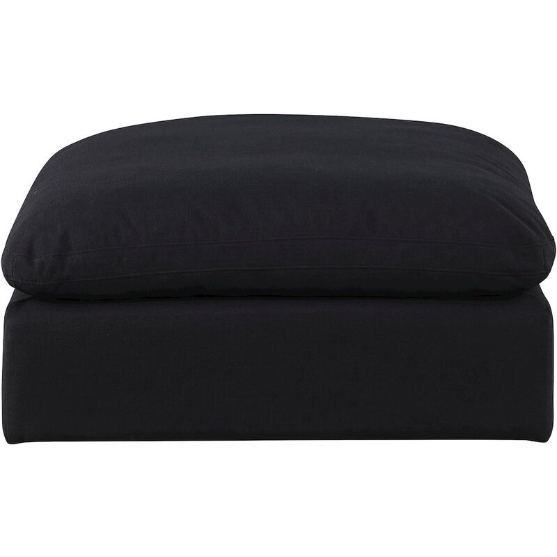 Meridian Furniture Comfy Black Linen Textured Fabric Modular Ottoman