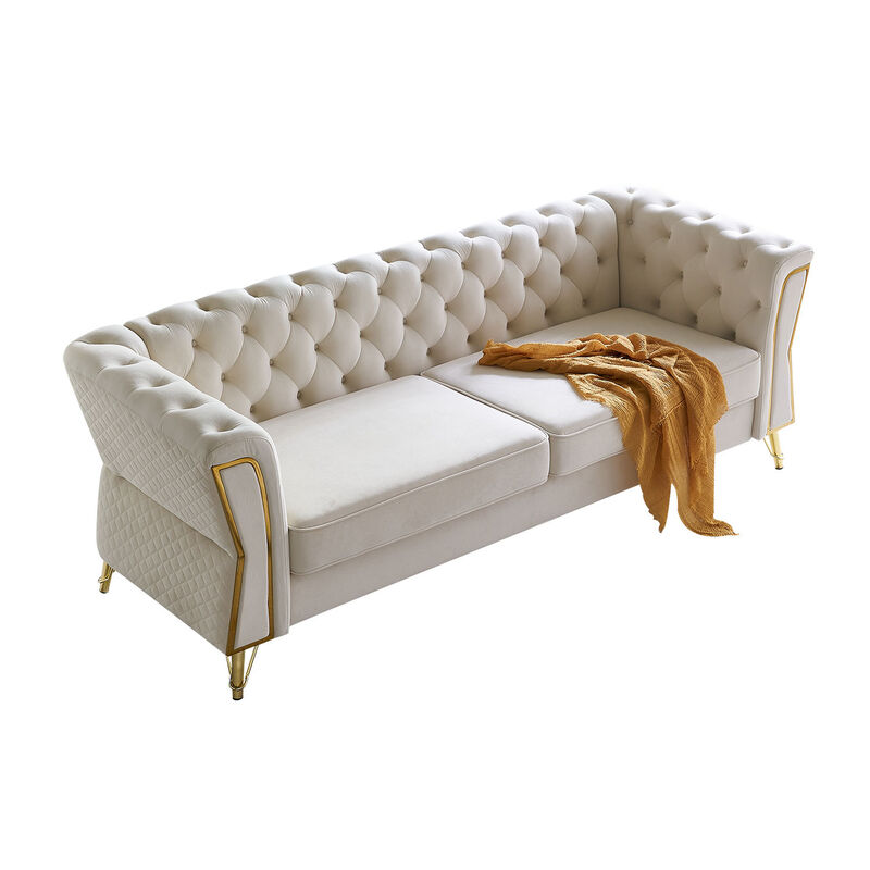 Modern Tufted Velvet Sofa For Living Room Color image number 2