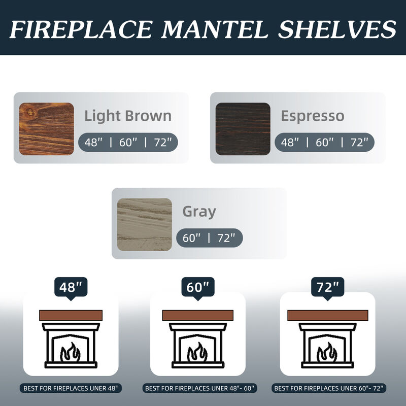 Streamdale Rustic Wood Fireplace Mantel, Floating Shelf Home Decor image number 6