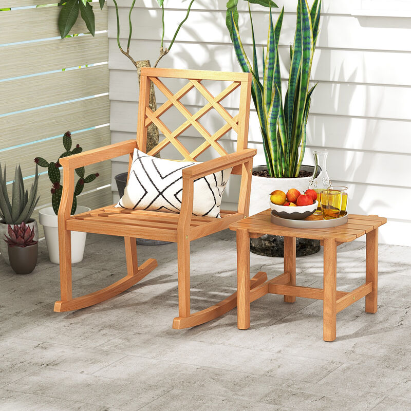 Patio Side Table with Slatted Top for Yard, Garden & Outdoor Spaces