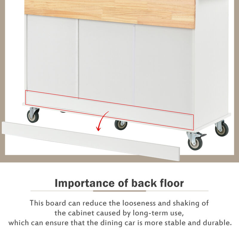 ELEMENT ACE Rolling Mobile Kitchen Island with Drop Leaf Breakfast Bar, Storage Cabinet, and Solid Wood Top image number 8