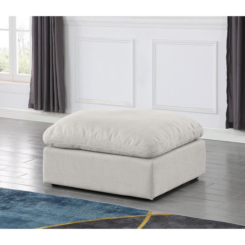 Meridian Furniture Indulge Linen Textured Fabric Ottoman