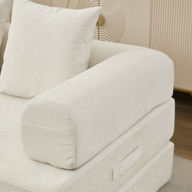 Convertible Folding Mattress Couch, Chenille Floor Sofa with Armrest, Floor Sofa Lounge Couch image number 5
