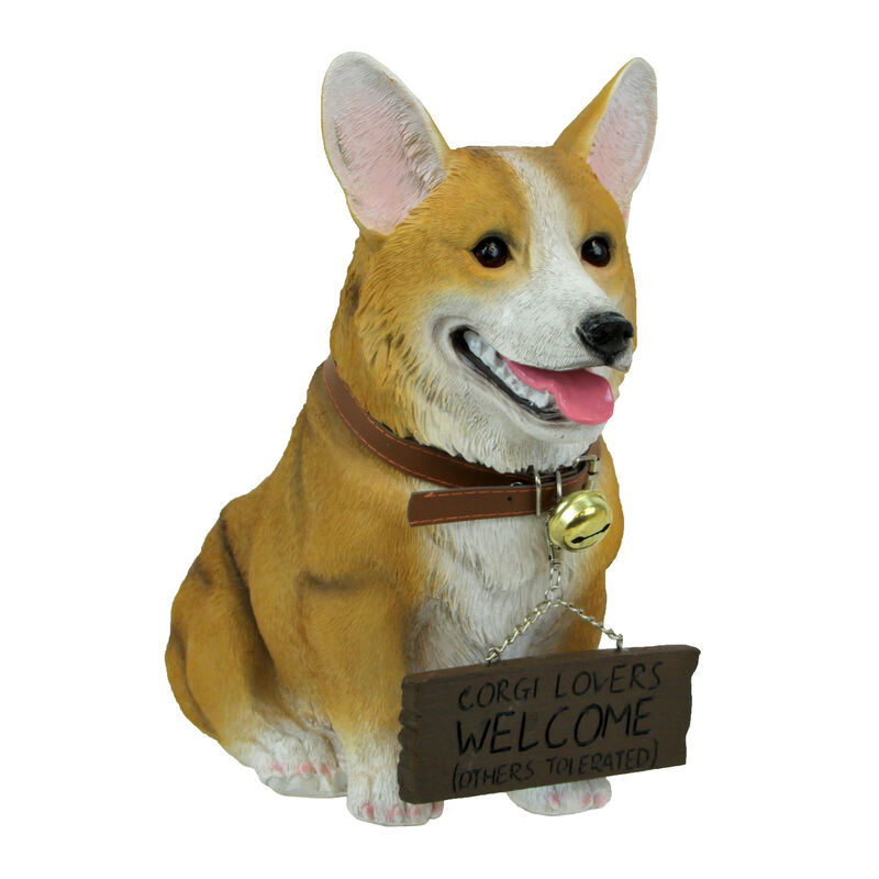 Jasper the Welsh Corgi Dog Realistic Lifelike Statue with Reversible Sign image number 0