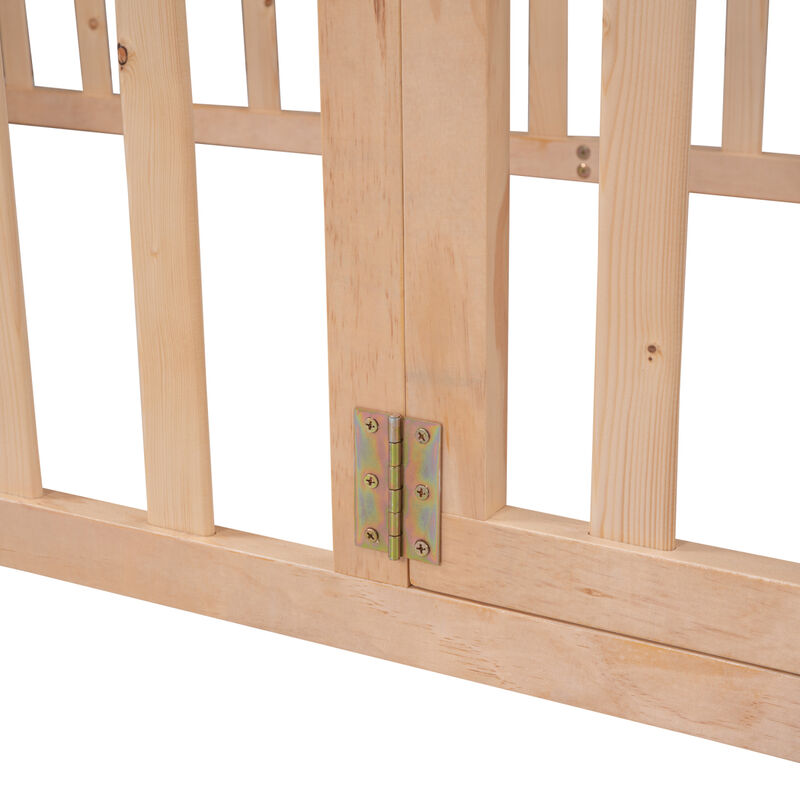 Streamdale Twin Size Wood Floor Bed Frame With Fence And Door
