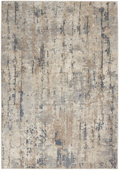 4 X 6 Beige And grey Abstract Power Loom Non Skid Area Rug