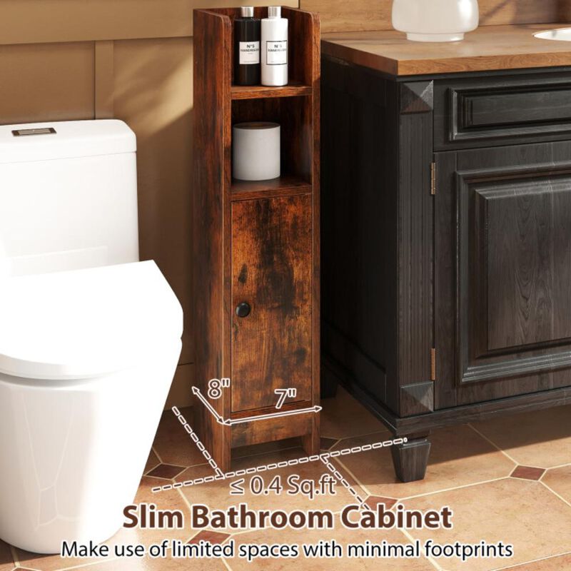 Hivvago Bathroom Slim Cabinet Corner with Door and Adjustable Shelf