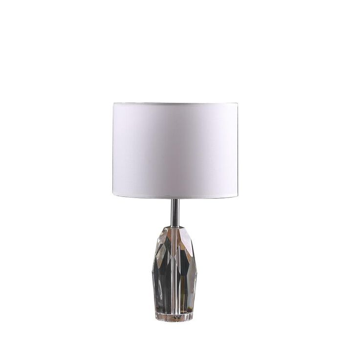 Hivvago 19" Chrome and Faceted Crystal Urn Table Lamp With White Drum Shade
