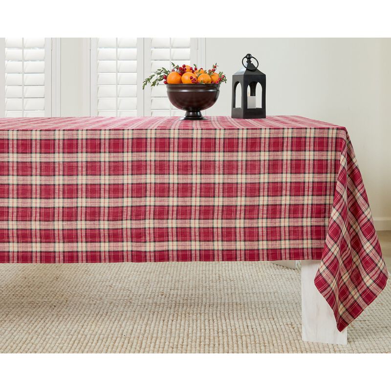 Linen Tablecloth - Burgundy Plaid image number 2