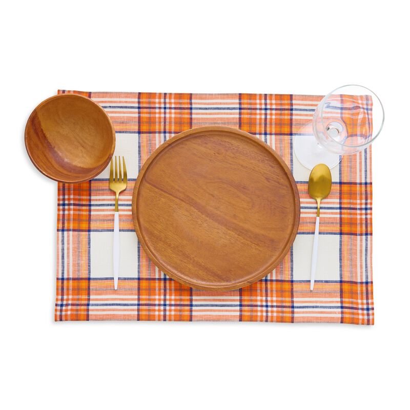 Solino Home 100% Pure Linen Plaid Placemats 14 x 19 Inch Set of 4 image number 2