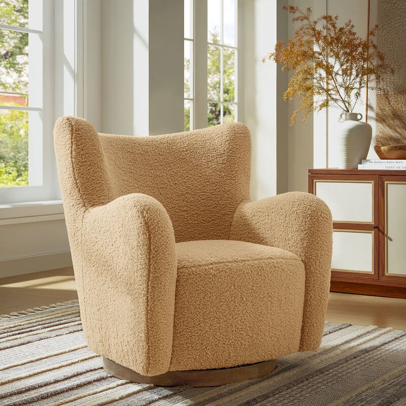 Montrose Wingback Sherpa Swivel Accent Chair image number 8