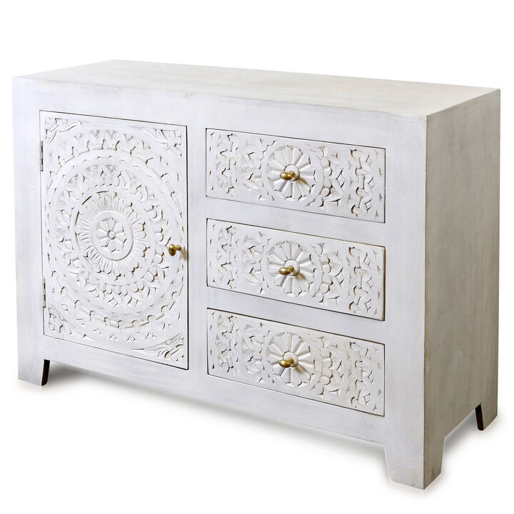 White Carved Sideboard Small