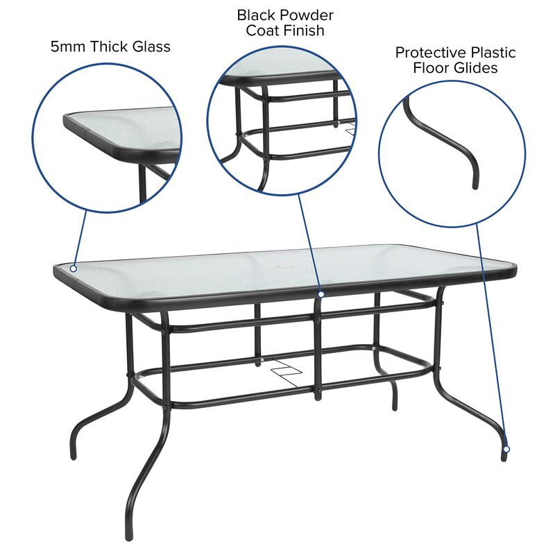 31.5x55 Gray Patio Table Set image number 2