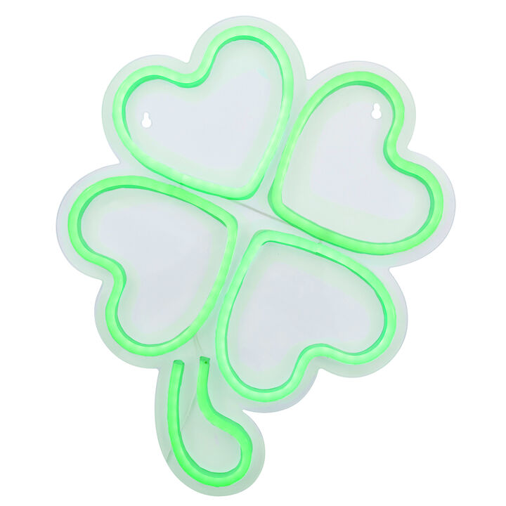 15" LED Lighted Neon Style Green Shamrock St. Patrick's Day Window Silhouette