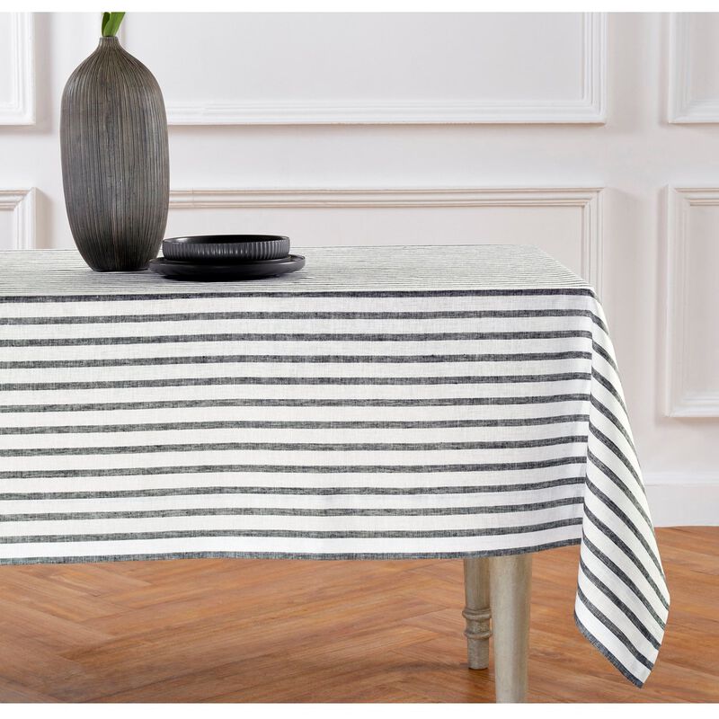 Solino Home 100% Pure Linen Tablecloth - Madison Stripe