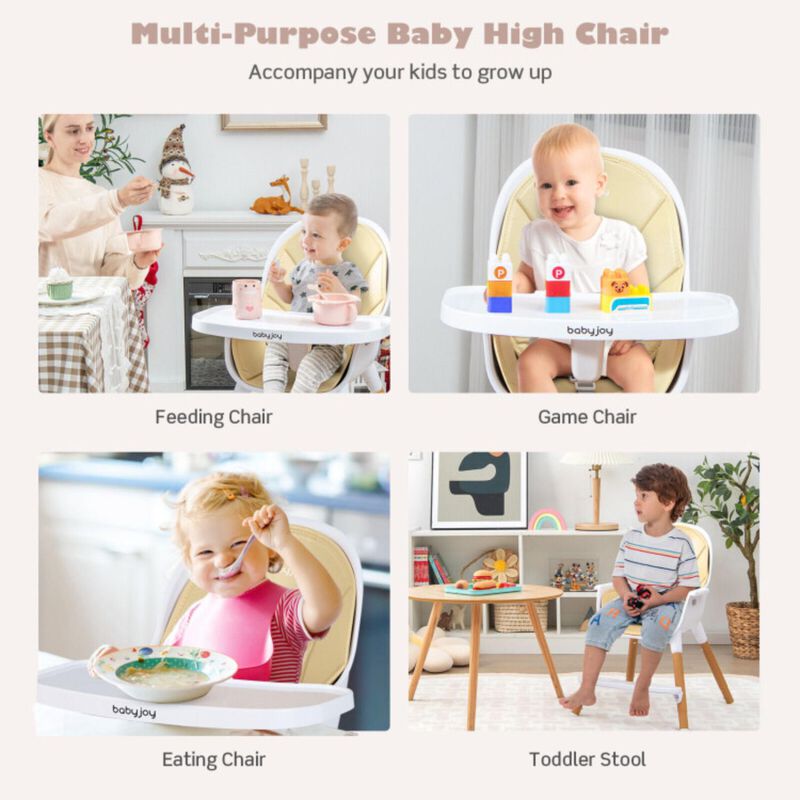 Hivvago 4-in-1 Convertible Baby High Chair Infant Feeding Chair with Adjustable Tray