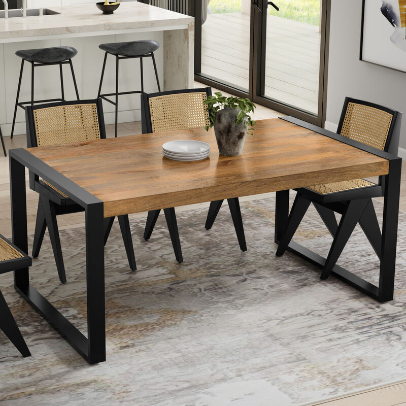 McKenzie 66 inch x 40 inch Rectangle Modern Industrial Dining Table in Light Tobacco image number 1