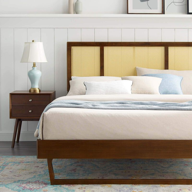 Modway - Kelsea Cane and Wood King Platform Bed with Angular Legs image number 9